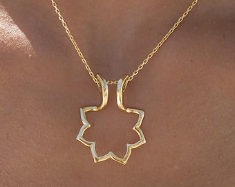 Ring Holder Necklace, Engagement Ring Keeper Necklace, Sunflower Dainty Ring Keeper Pendant Wedding Secure Ring Necklace, Doctor Ring Holder