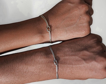 SULIUDAJI 1 Paio Bracciali Coppia, Bracciale Nodo Coppia, Braccialetti Per Coppia Ad Incastro, Braccialetti Per Coppia Con Doppio Anello, Adatto Per Amanti, Uomini E Donne