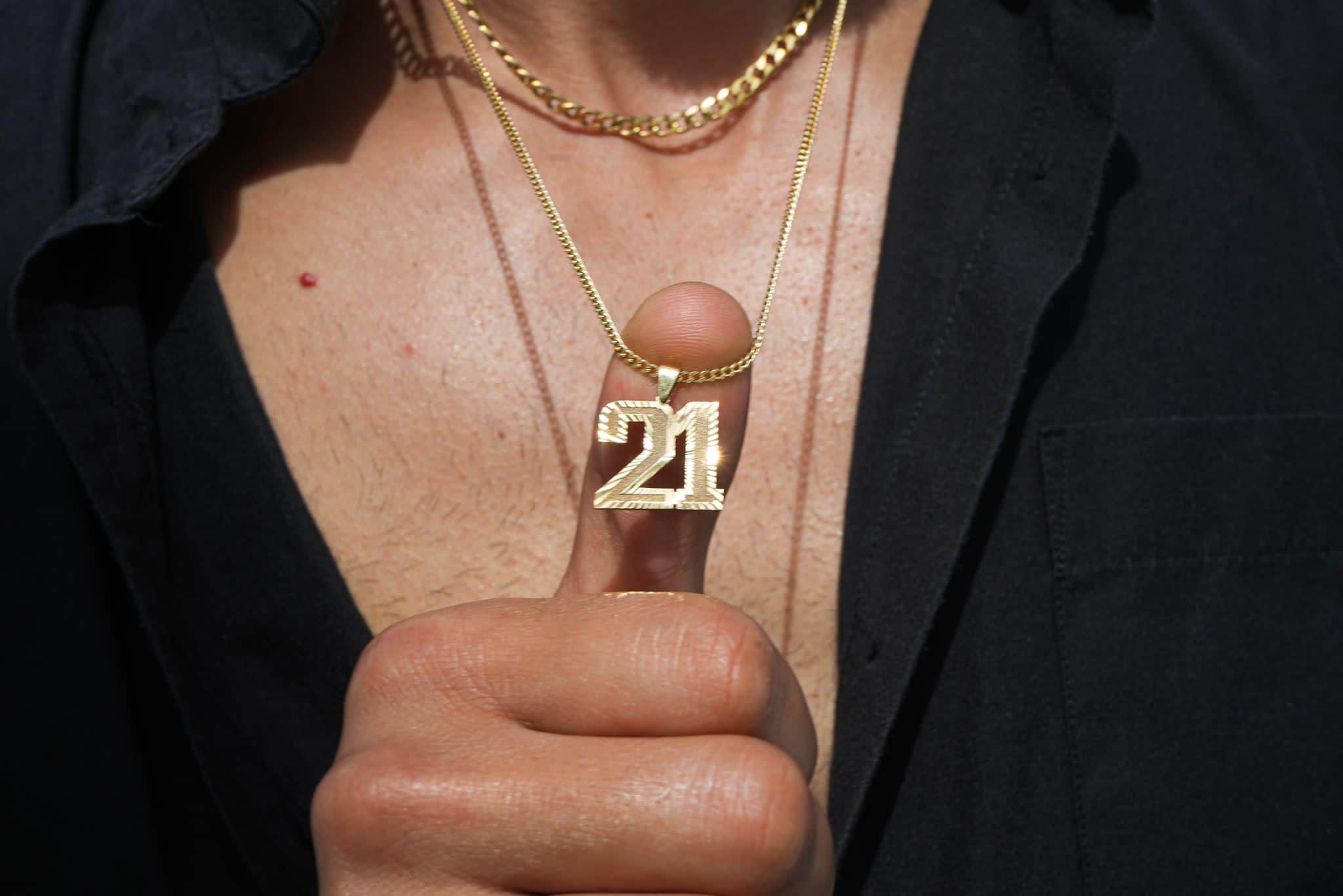 Gold number pendants for guys hot sale
