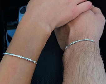 Custom Couple Bracelet Set, Morse code Matching Bracelets, Custom Friendship Unisex Love Bracelet, Couples Bracelets 2pieces, Couples Jewelr