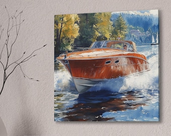 Nautical Boat Canvas Art Print: Coastal Home Decor
