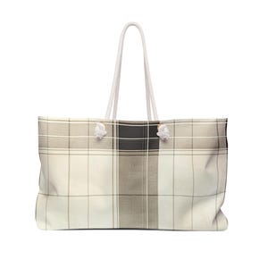 Stilvolle grau karierte Wochenendtasche, perfekt für Kurzurlaube, Fitnessstudio, Strand oder Reisen, Geschenk für Urlaub und besondere Anlässe, trendige Tasche