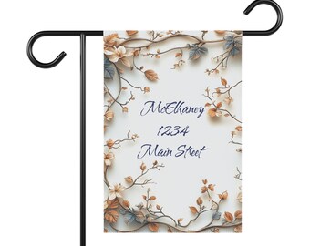 Personalized Floral Garden Banner: Custom Address Sign, Outdoor Decor