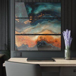 Abstract Acrylic Triptych Art Print, Modern Wall Decor, Home Office Art, Unique Gift, Fluid Art for Living Room