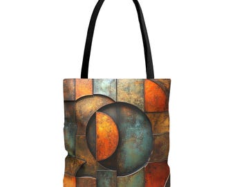 Bolsa de compras de lona de poliéster de colores con diseño de arte abstracto