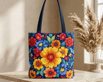Bright Floral Tote Bag | All-Over Print