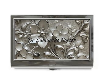 Eleganter floraler Visitenkartenhalter: Glänzendes Namenskartenetui