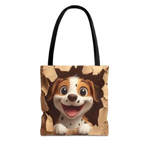 Cute Dog Tote Bag, Happy Puppy Design, Pet Lover Gift, Dog Mom Tote, Animal Lover Accessory, Everyday Use Bag