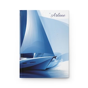 Personalizable Sailing Adventure Hardcover Journal, Blue Nautical Notebook for Sailors, Travel Diary, Personalized Gift, Coastal Decor