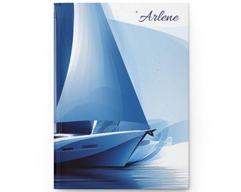 Personalized Sailing Journal: Nautical Blue Hardcover Notebook