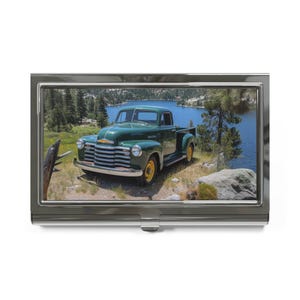 Vintage LKW-Visitenkartenhalter - Rustikales Bürodekor, Perfekt für Unternehmer, Geschenke für Ihn, Einzigartiges Schreibtischzubehör, Naturliebhaber