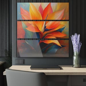 Vibrant Floral Acrylic Print Set | Triptych Wall Art, Home Decor, Flower Artwork, Gift, Seasonal Decor, Botanical Prints