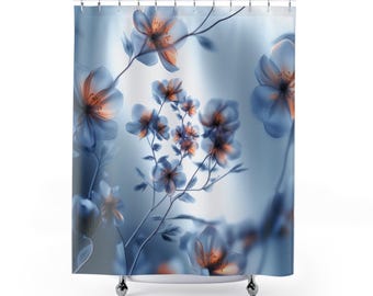 Elegant Floral Shower Curtain: Romantic Boho Bathroom Decor