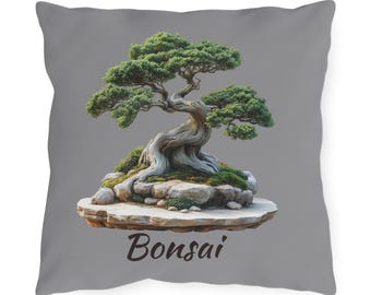 Bonsai Tree Outdoor Pillow: Garden Patio Decor