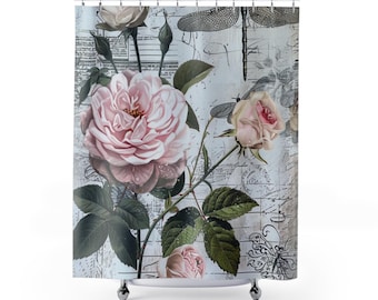 Floral Shower Curtain: Romantic Vintage Cottagecore Bathroom Decor