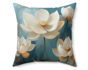 Floral Square Pillow: Bohemian Style Polyester Throw Cushion