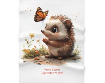 Personalized Hedgehog Baby Blanket: Soft Fleece Nursery Decor