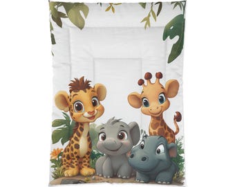 Jungle Friends Comforter: Animal Print Kids Bedding