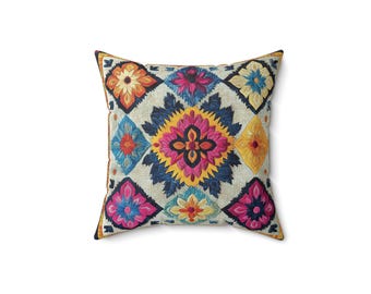 Vibrant Kilim Throw Pillow: Boho Home Decor Accent Cushion