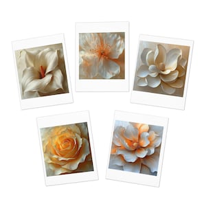 Lot de 5 cartes de voeux vierges avec enveloppes, cartes de correspondance belles fleurs, ensemble de papeterie, cartes faites main, papeterie, cartes de correspondance