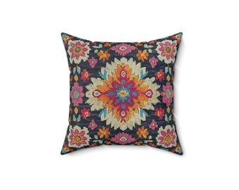 Vibrant Kilim Throw Pillow: Boho Home Decor Accent Cushion