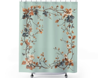 Botanical Floral Shower Curtain: Elegant Polyester Bathroom Decor