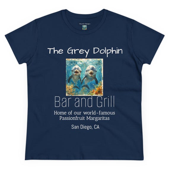 トップス Labyrins Two Dolphins Tshirt Charcoal Grey Dolphin Bar & Grill Women's Tee: Ocean Creature Shirt - Etsy