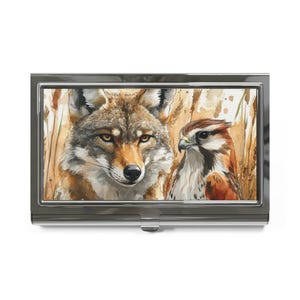 Coyote and Kestrel Visitenkartenhalter | Einzigartiges Design | Großartiges Geschenk für Naturliebhaber, Profis oder umweltfreundliche Enthusiasten