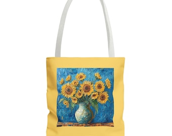 Sunflower Tote Bag: Colorful Floral Shopping Bag, Eco-Friendly Polyester