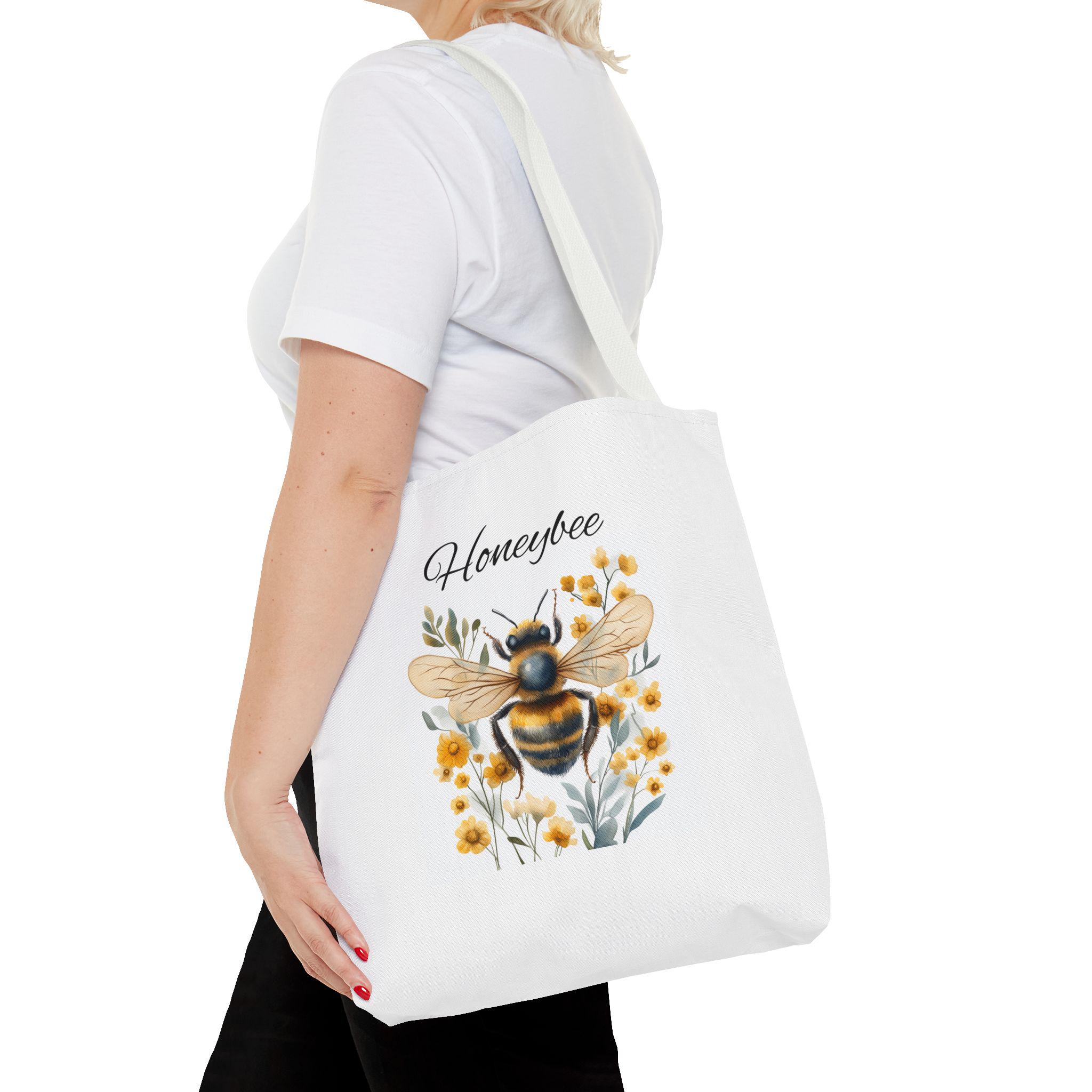 WZMPA Bienen-Tragetasche Aus Baumwolle – Wiederverwendbar & Stylisch, 37x32 Cm