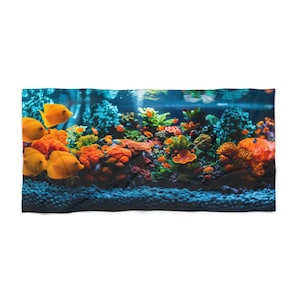 Beach Towel, Tropical Aquarium Design, Ocean Towel, Sea Life Towel, Underwater Theme Towel, Summer Towel, Vacation Towel