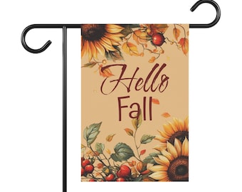 Hello Fall Garden Banner: Double-Sided Autumn Decor