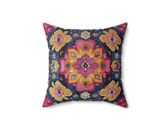 Kilim Inspired Throw Pillow: Bohemian Home Decor Accent