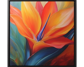Bird of Paradise Canvas Print: Tropical Oil Painting Wall Art