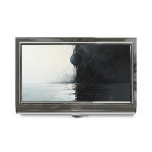 Porte-cartes de visite moderne et élégant - Design professionnel, minimaliste, élégant, idéal pour le réseautage, cadeau de bureau, oeuvre d'art en noir et blanc