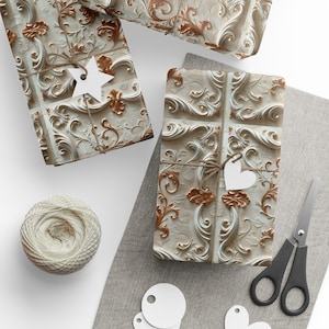 Ivory & Copper Scroll Wrapping Papers