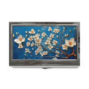 Eleganter floraler Visitenkartenhalter, perfekt für Netzwerkarbeit, Bürogeschenk, professioneller Gebrauch, Blumenmuster, stilvoller Organizer