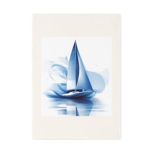 Sailing Dreams Cotton Tea Towel, Nautical Kitchen Decor, Blue Boat Towel, Gift for Sailors, Marine Home Accents, Perfect for Summer