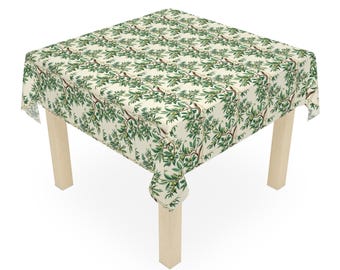 Olive Branch Tablecloth: Eco-Friendly Polyester Dining Cover (55.1" × 55.1")