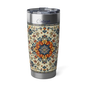 Personalized Floral 20oz Tumbler, Travel Mug, Custom Drinkware, Gift for Her, Floral Insulated Coffee Cup