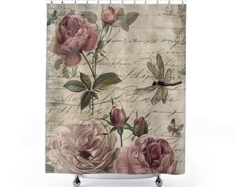 Vintage Floral Shower Curtain: Elegant Bohemian Bathroom Decor