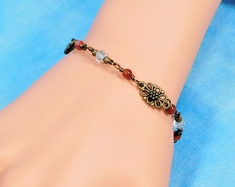 Bracelet unique en cornaline aigue-marine enveloppé de fil, bijoux délicats en pierres précieuses faits main, cadeau artisanal pour femme, mère ou petite amie