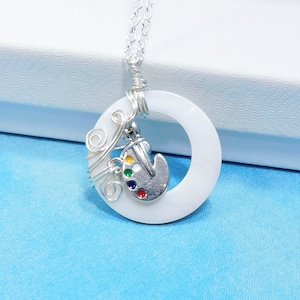 Artist Theme Necklace Artistic Painter Pendant, Wearable Art Appreciation Gift or Birthday Present for Art Teacher or Women who Paint