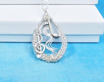 Treble Clef Necklace Music Teacher Gift, Music Note Pendant Musician Jewelry, Present for Piano, Band or Orchestra Teachers, or Music Lovers