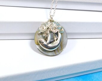 Artisan Crafted Sloth Necklace, Wire Wrapped Artistic Zoo Animal Jewelry, One of a Kind Sloth Pendant Wearable Art Present Gift for Women