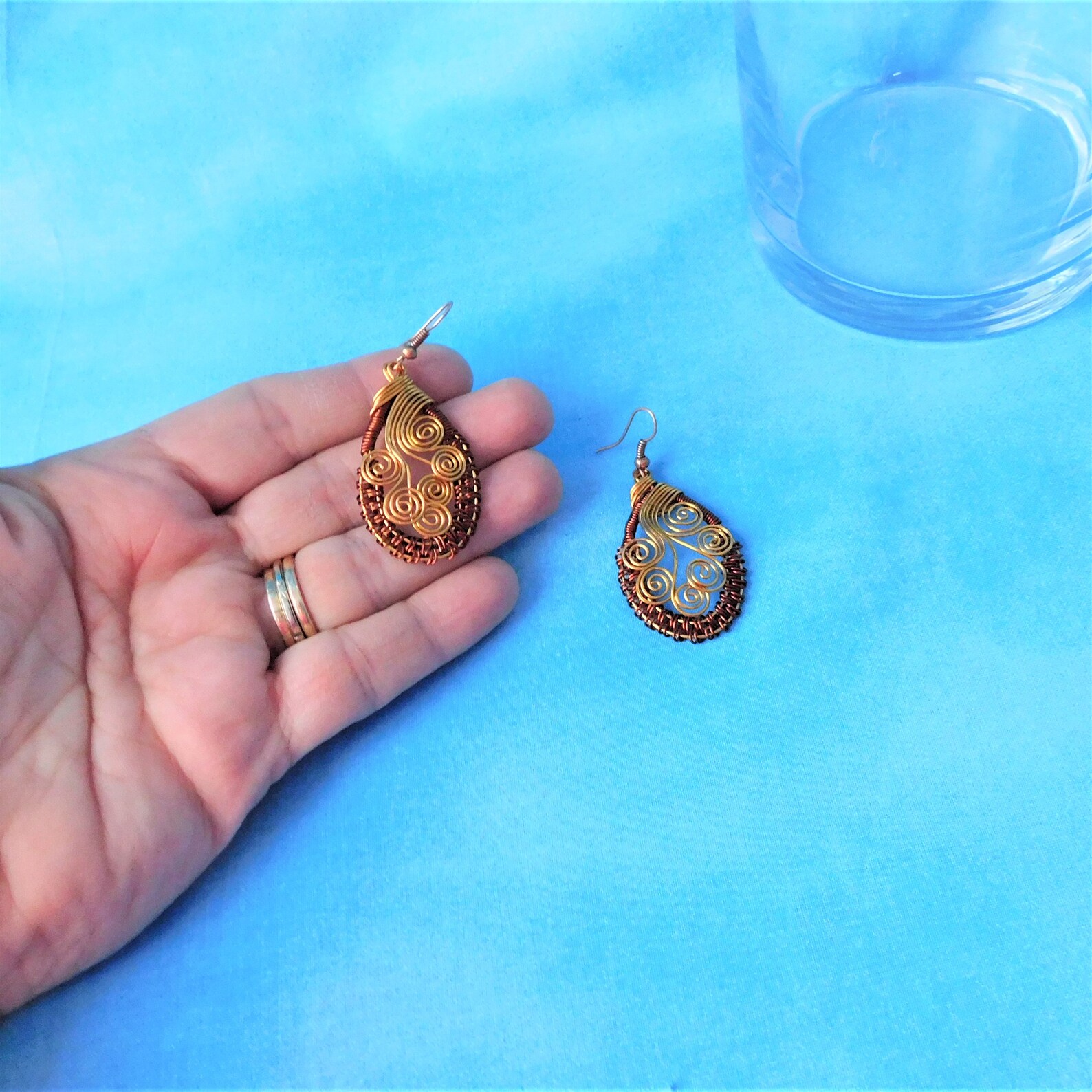 Artistic Woven Copper Earrings for Pierced Ears Unique Etsy
