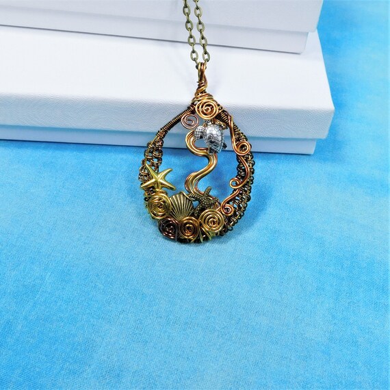 Woven Copper Sea Turtle Necklace Artistic Handmade Wire | Etsy
