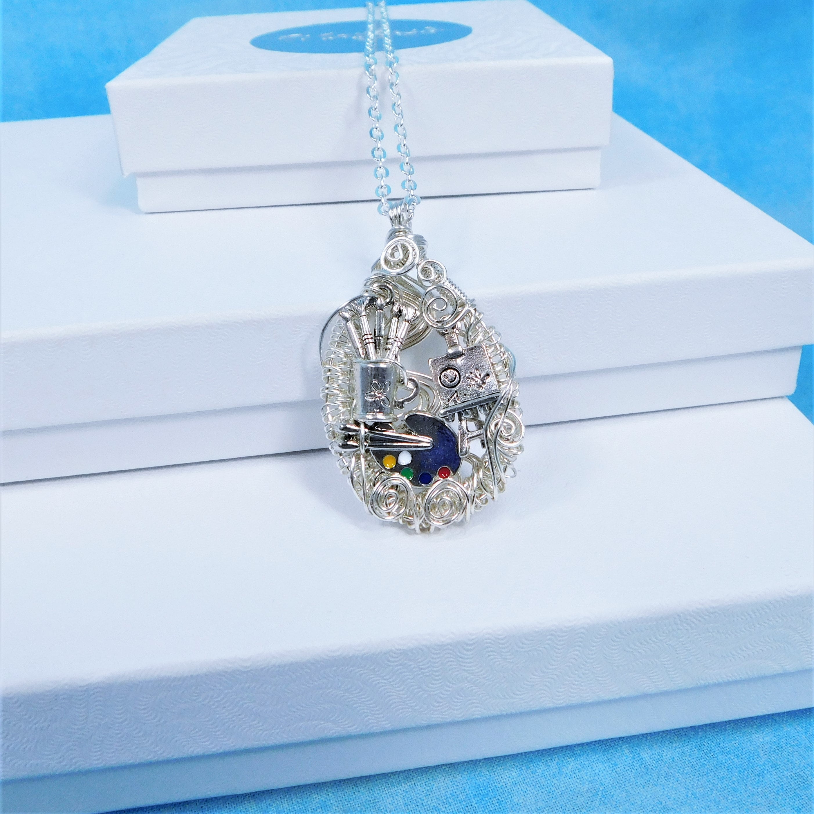 Artist Theme Necklace, Artistic Painter Pendant, Wearable Art Jewelry