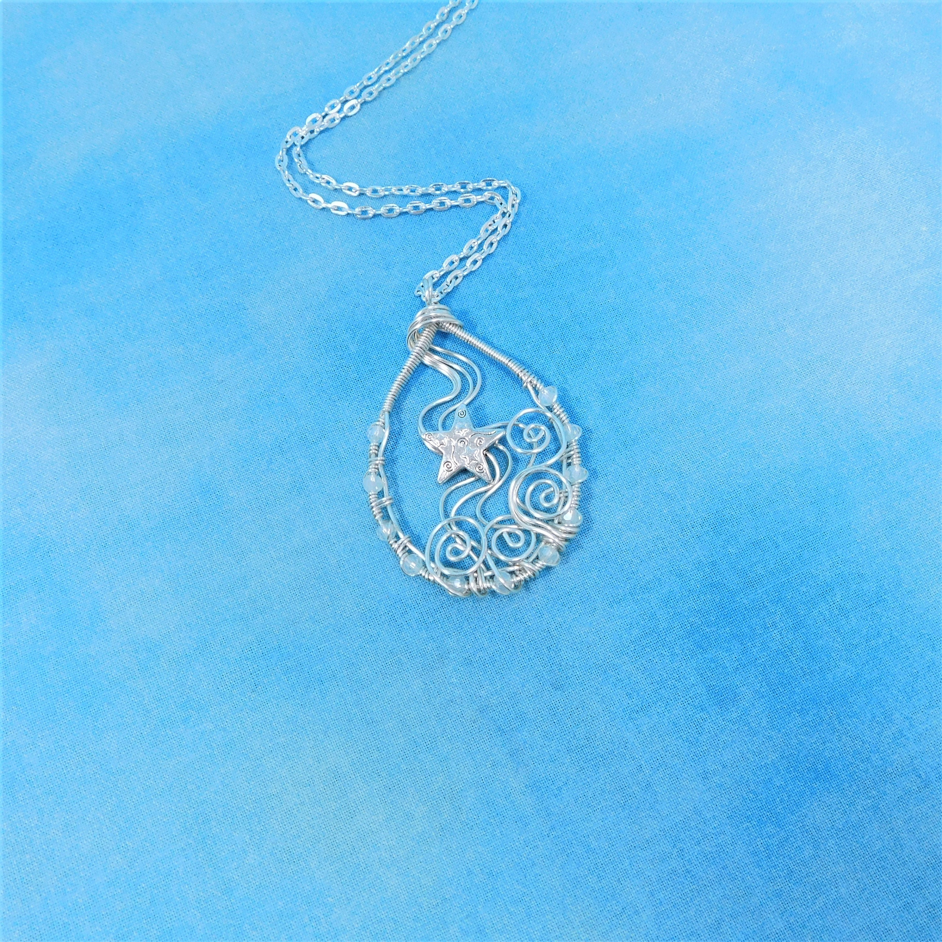 Artistic Star Necklace Celestial Theme Falling Star Pendant, Wearable Art Jewelry Gift for Wife