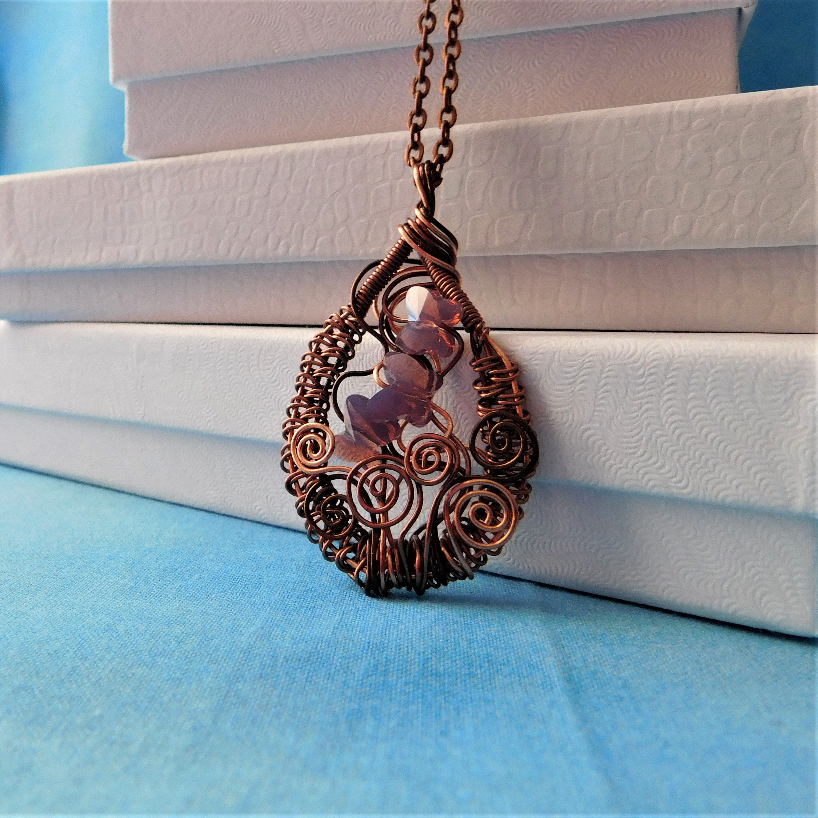 Artistic Purple Swarovski Crystal Butterfly Pendant, Wire Wrapped ...